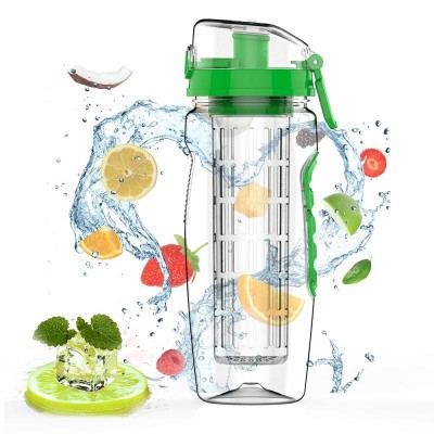 Leakproof Portable Water Bottle Large Capacity Outdoor Plastic Juice Drink Bottle BPA Free Fruit Infuser Bottle 1000ML